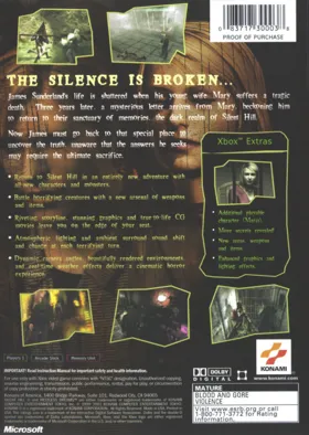 Silent Hill 2 Restless Dreams (USA) box cover back